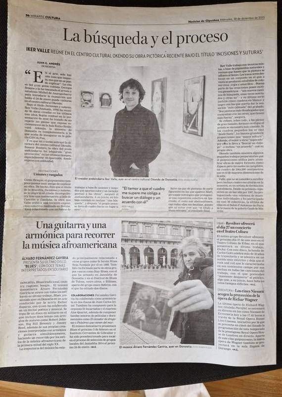 Recorte de prensa: presentacion del disco Blues, Noticias de Gipuzkoa, 18 de diciembre de 2013